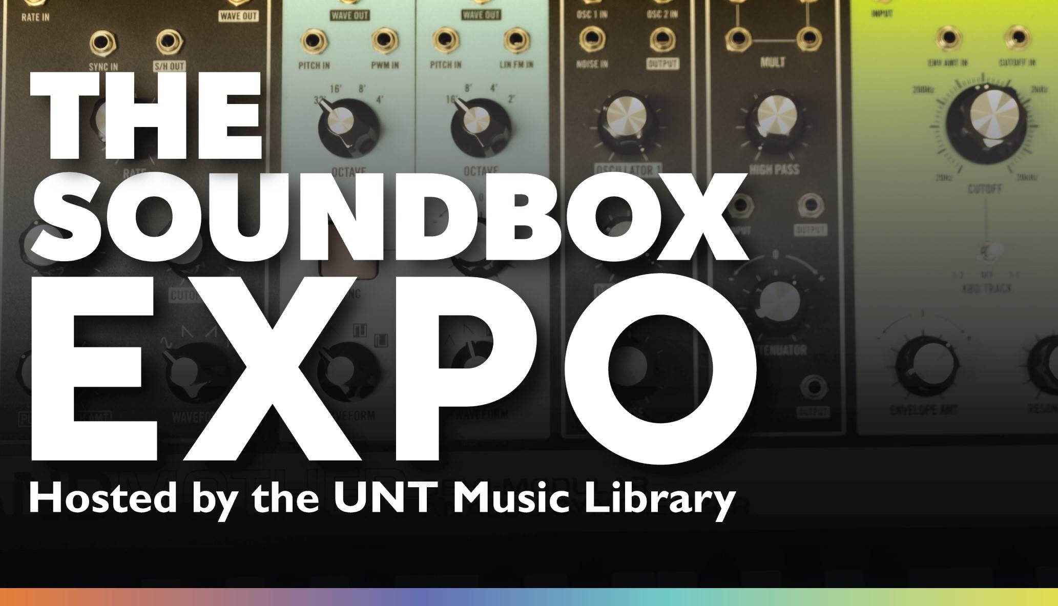 photo of a sound board; The Soundbox Expo, Hosted by the UNT Music Library