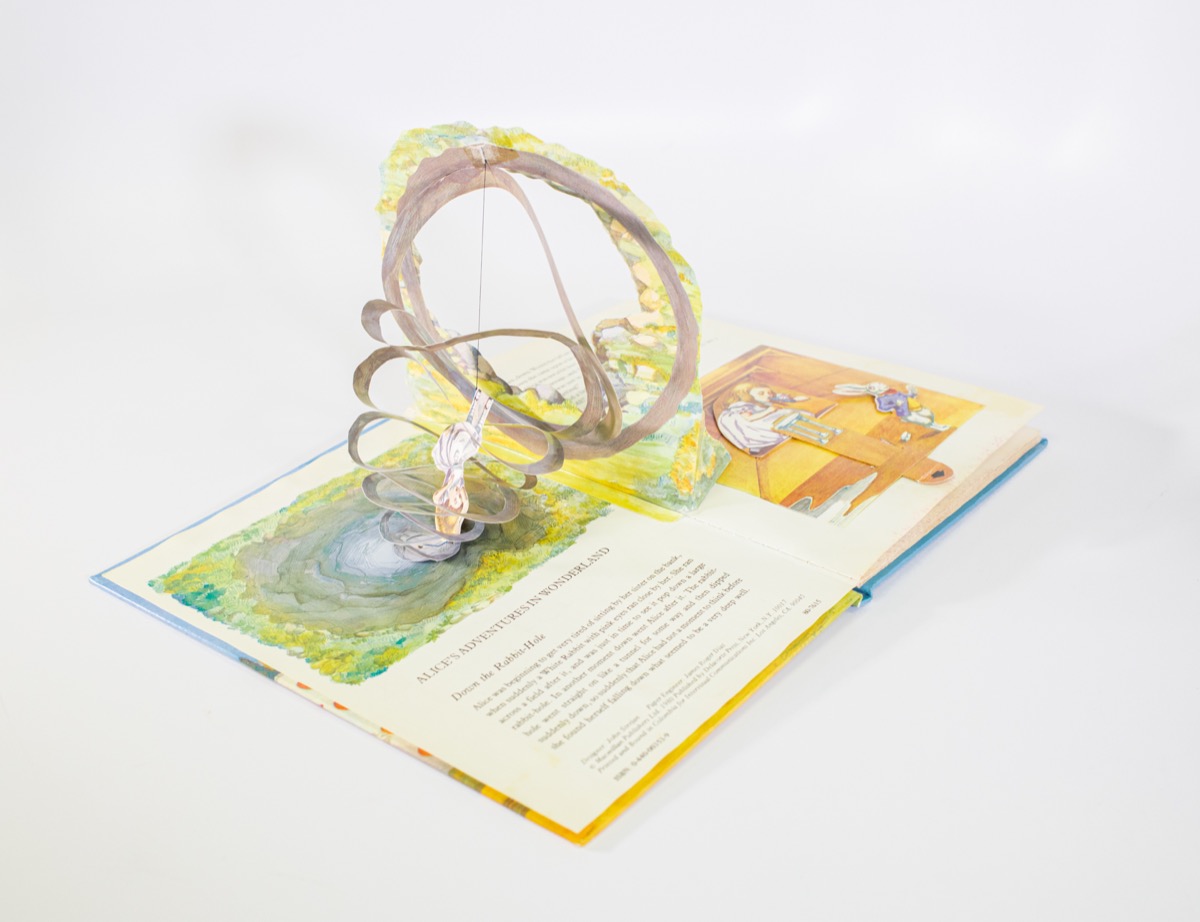 pop up book page open to abstract art
