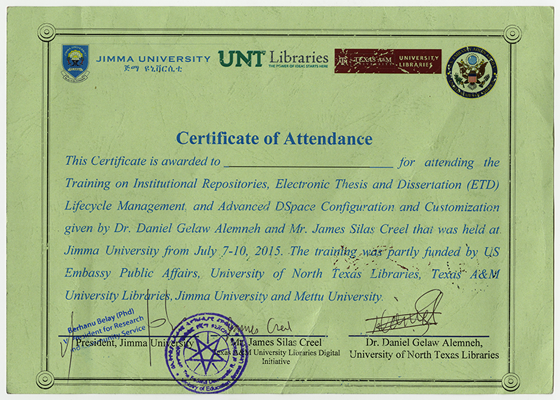 certificate of attendance