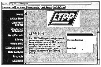 LTPP Bind web page screen capture