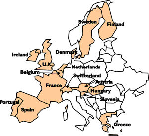 Map of Europe with PARIS Participants