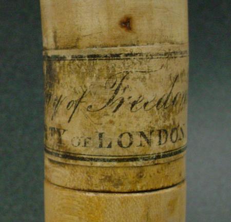 Close-up image of label on case