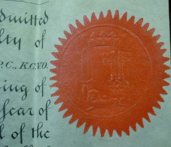 Detail of seal, 1911 Freedom.