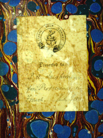 View of original presentation bookplate revealed under the Carver bookplate.